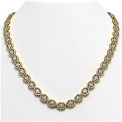 34.96 ctw Oval Cut Diamond Micro Pave Necklace 18K Yellow Gold