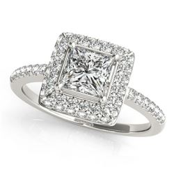 1.05 ctw Certified VS/SI Princess Diamond Halo Ring 18k White Gold