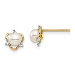 14k Yellow Gold 4-5 mm Freshwater CZ Pearl Post Earrings - 64 mm