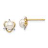 Image 1 : 14k Yellow Gold 4-5 mm Freshwater CZ Pearl Post Earrings - 64 mm