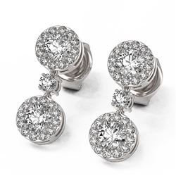 1.84 ctw Diamond Designer Earrings 18K White Gold