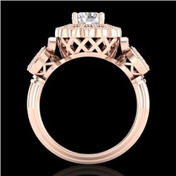 1.5 ctw VS/SI Diamond Solitaire Art Deco 3 Stone Ring 18k Rose Gold