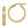 Image 1 : 14k Yellow Gold Diamond Textured Hoop Earrings