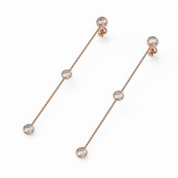 2 ctw Diamond Station Earrings 18K Rose Gold