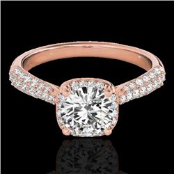 1.50 ctw Certified Diamond Solitaire Halo Ring 10k Rose Gold