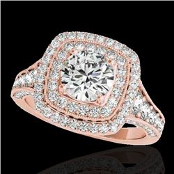 2 ctw Certified Diamond Solitaire Halo Ring 10k Rose Gold