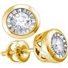 Image 1 : 10kt Yellow Gold Round Diamond Solitaire Illusion-set Stud Earrings 1/10 Cttw