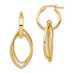 14k Yellow Gold Dangle Hoop Earrings