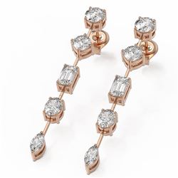 2.8 ctw Mix cut Diamonds Designer Earrings 18K Rose Gold
