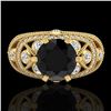 Image 2 : 2 ctw Fancy Black Diamond Engagment Art Deco Ring 18k Yellow Gold
