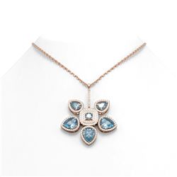 10.92 ctw Blue Topaz Diamond Necklace 18K Rose Gold