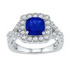 Image 1 : Sterling Silver Princess Lab-Created Blue Sapphire Solitaire Ring 3-3/4 Cttw