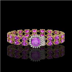 14.31 ctw Amethyst & Diamond Bracelet 14K Yellow Gold