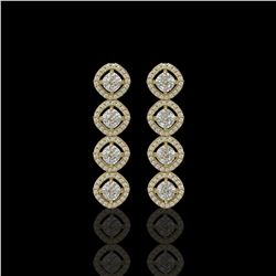 3.84 ctw Cushion Cut Diamond Micro Pave Earrings 18K Yellow Gold