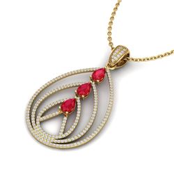 2 ctw Ruby & Micro Pave VS/SI Diamond Designer Necklace 18k Yellow Gold