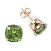 Image 2 : 12 ctw Cushion Green Tourmaline Designer Stud Earrings 14k Rose Gold