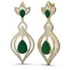 Image 2 : 8.96 ctw Emerald & Diamond Earrings 18K Yellow Gold