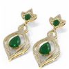Image 3 : 8.96 ctw Emerald & Diamond Earrings 18K Yellow Gold