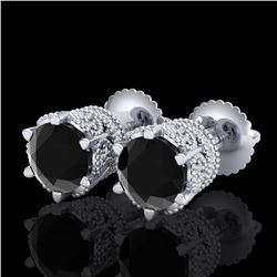 2.04 ctw Fancy Black Diamond Art Deco Stud Earrings 18k White Gold