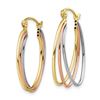 Image 2 : 10k Tri-color Polished Triple Hoop Earrings - 43 mm