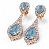 Image 3 : 10.01 ctw Blue Topaz & Diamond Earrings 18K Rose Gold