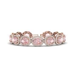 23 ctw Morganite & Micro Pave VS/SI Diamond Bracelet 10k Rose Gold