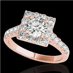 2.5 ctw Certified Diamond Solitaire Halo Ring 10k Rose Gold