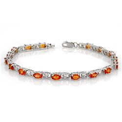 6.02 ctw Orange Sapphire & Diamond Bracelet 14k White Gold