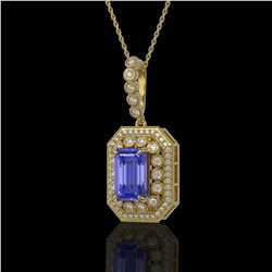 6.05 ctw Tanzanite & Diamond Victorian Necklace 14K Yellow Gold