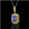 Image 1 : 6.05 ctw Tanzanite & Diamond Victorian Necklace 14K Yellow Gold