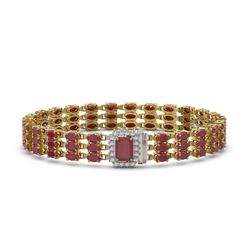 28.74 ctw Ruby & Diamond Bracelet 14K Yellow Gold