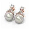 Image 3 : 2.86 ctw Diamond & Pearl Earrings 18K Rose Gold