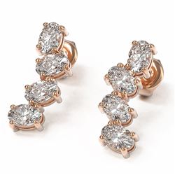 4 ctw Oval Diamond Designer Earrings 18K Rose Gold