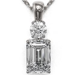 1.25 ctw Emerald Cut Diamond Designer Necklace 18K White Gold