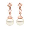 Image 1 : White Akoya Pearl and Diamond Royale Dangle Earrings