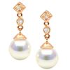 Image 2 : White Akoya Pearl and Diamond Royale Dangle Earrings