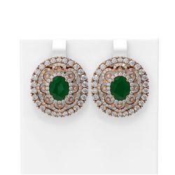 12.9 ctw Emerald & Diamond Earrings 18K Rose Gold