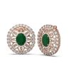 Image 2 : 12.9 ctw Emerald & Diamond Earrings 18K Rose Gold