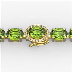 19.25 ctw Peridot & VS/SI Diamond Micro Pave Bracelet 14k Yellow Gold