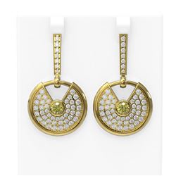 5.84 ctw Fancy Yellow Diamond Earrings 18K Yellow Gold