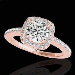 1.25 ctw Certified Diamond Solitaire Halo Ring 10k Rose Gold