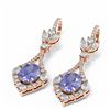 Image 3 : 10.73 ctw Tanzanite & Diamond Earrings 18K Rose Gold