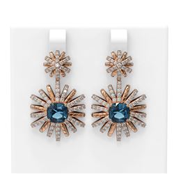 5.93 ctw London Topaz & Diamond Earrings 18K Rose Gold
