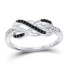 Image 1 : 10kt White Gold Round Black Color Enhanced Diamond Infinity Ring 1/10 Cttw
