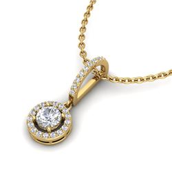 0.90 ctw Micro Pave Halo VS/SI Diamond CertifiedNecklace 18k Yellow Gold