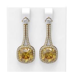 13.7 ctw Canary Citrine & Diamond Earrings 18K Yellow Gold