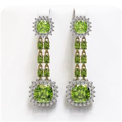 19.88 ctw Peridot & Diamond Earrings 14K Yellow Gold