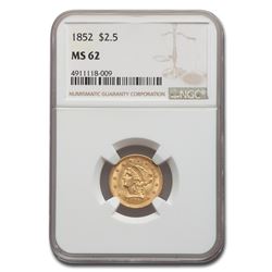1852 $2.50 Liberty Gold Quarter Eagle MS-62 NGC