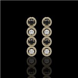 3.84 ctw Black & Diamond Micro Pave Earrings 18K Yellow Gold