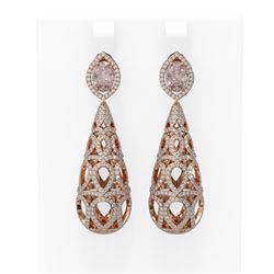 6.72 ctw Morganite & Diamond Earrings 18K Rose Gold